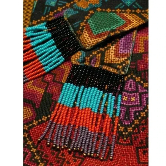 NWT Farm Rio Striped Paper Bag Pants Beaded Bohemian Aztec Tribal Tropical Pants - Picture 8 of 12